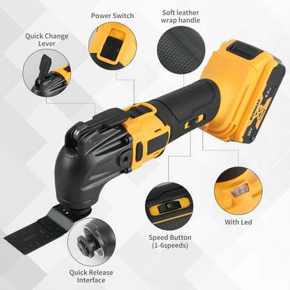 20V Cordless Brushless Oscillating Multi-Tool Quick Release Electric Trimmer Renovator