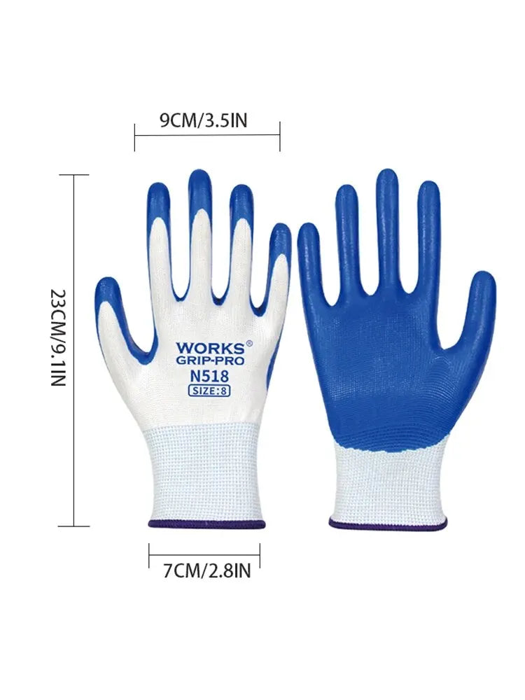 Heavy-Duty Nitrile Coated Work Gloves: Non-Slip, Breathable, Industrial Safety