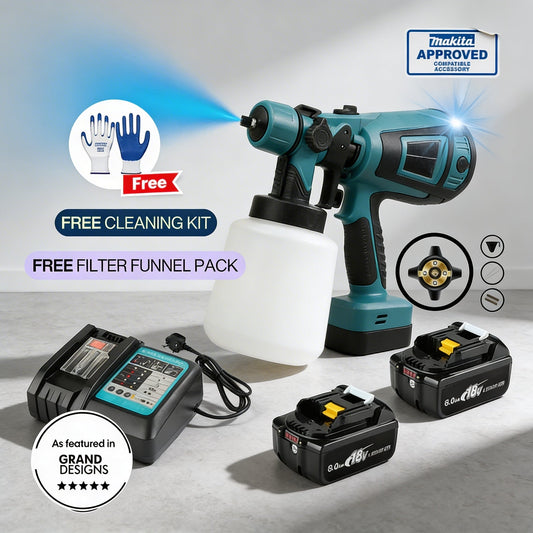 Makita Compatible Pro Paint Sprayer + Battery Power Bundle & Accessories