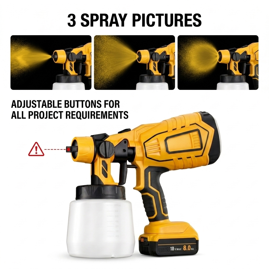 DeWalt Compatible 18V Cordless Paint Sprayer – Lightweight, High-Precision HVLP
